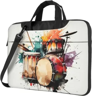 Cool Music Theme Drum Stylish 13-15.6 Inch Laptop Bag For Man And Women, Computer Messenger Bag, Trendy Shoulder Strap Design