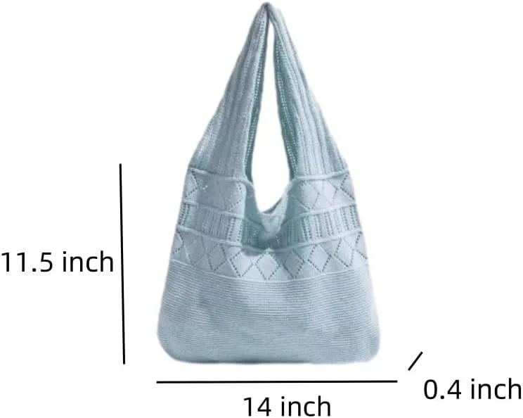 Crochet Bag for Women Mesh Beach Tote Bag Summer Aesthetic Knitted Bag Stylish Shoulder Bag (Red)