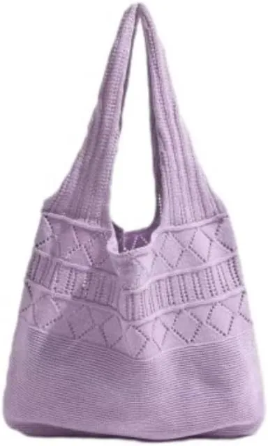 Crochet Bag for Women Mesh Beach Tote Bag Summer Aesthetic Knitted Bag Stylish Shoulder Bag (Red)
