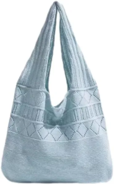 Crochet Bag for Women Mesh Beach Tote Bag Summer Aesthetic Knitted Bag Stylish Shoulder Bag (Red)