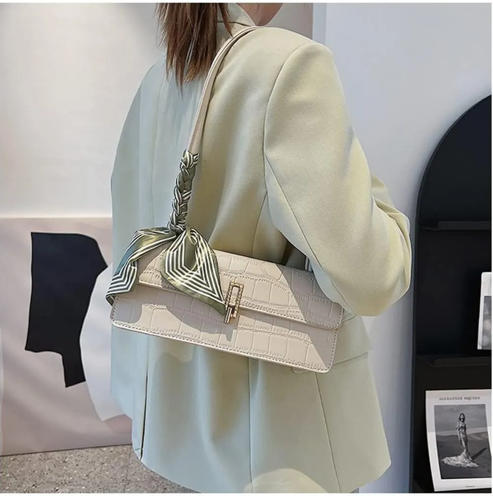 Crocodile Pattern Leather Shoulder Bag for Women - Stylish Flap Purse & Classic Clutch Tote Handbag