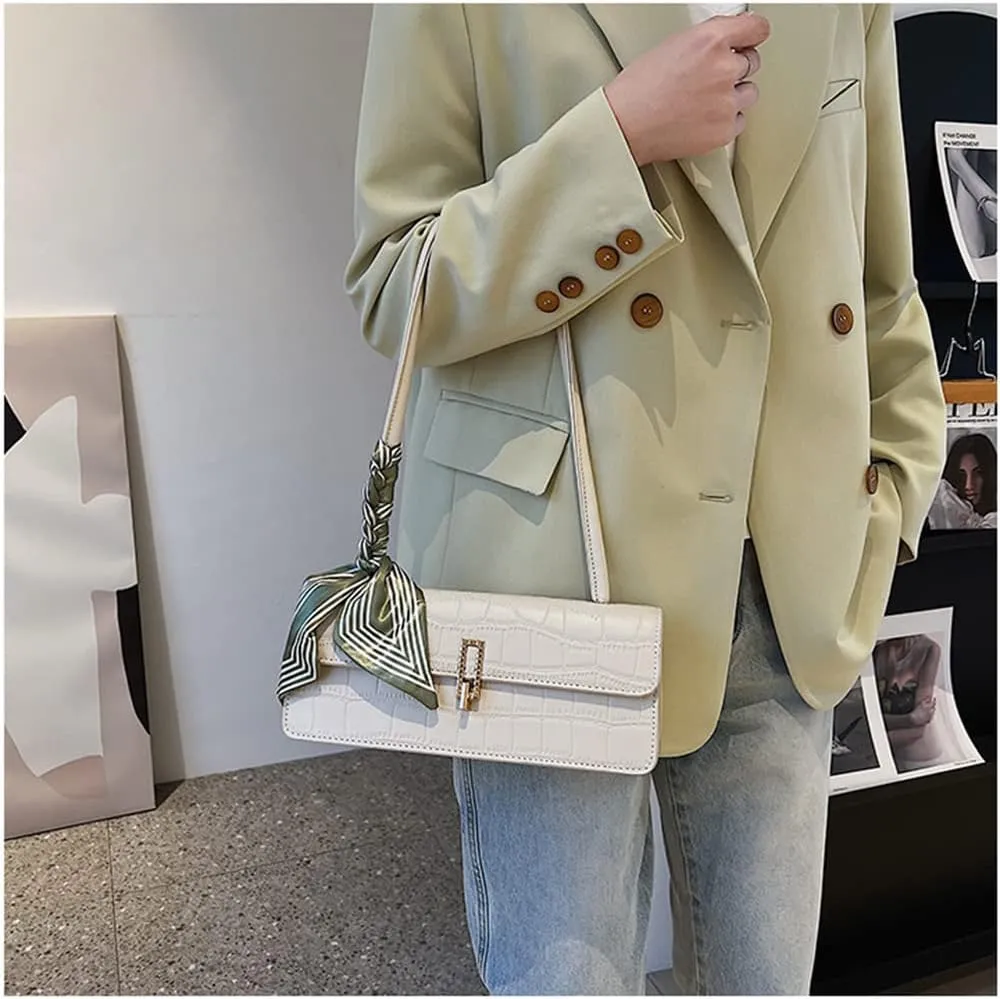 Crocodile Pattern Leather Shoulder Bag for Women - Stylish Flap Purse & Classic Clutch Tote Handbag