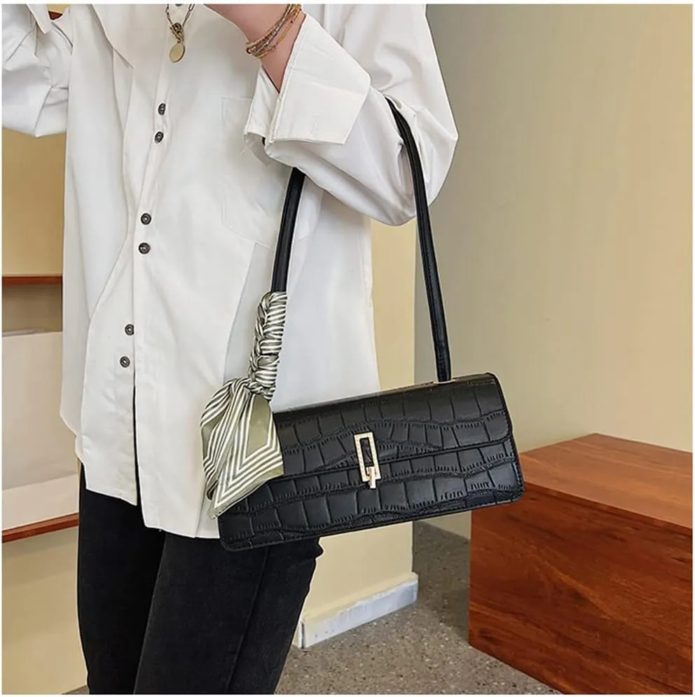 Crocodile Pattern Leather Shoulder Bag for Women - Stylish Flap Purse & Classic Clutch Tote Handbag
