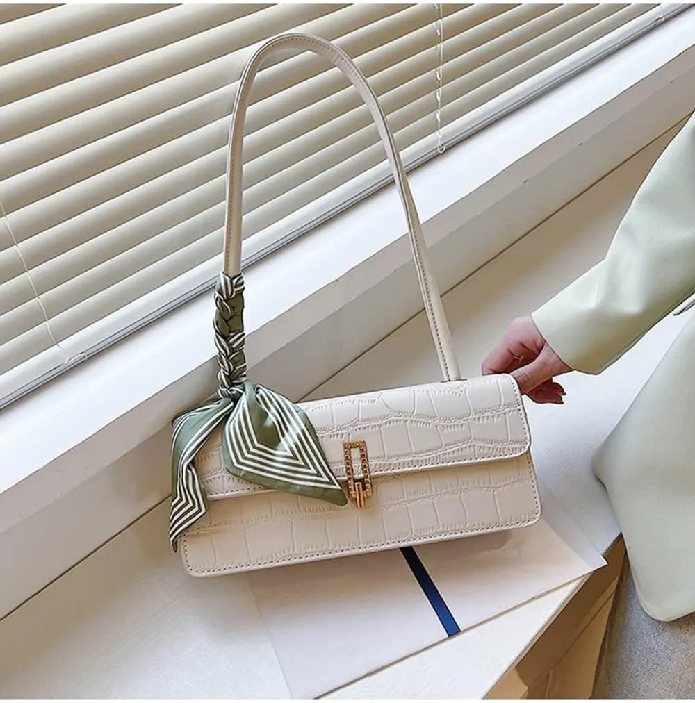 Crocodile Pattern Leather Shoulder Bag for Women - Stylish Flap Purse & Classic Clutch Tote Handbag