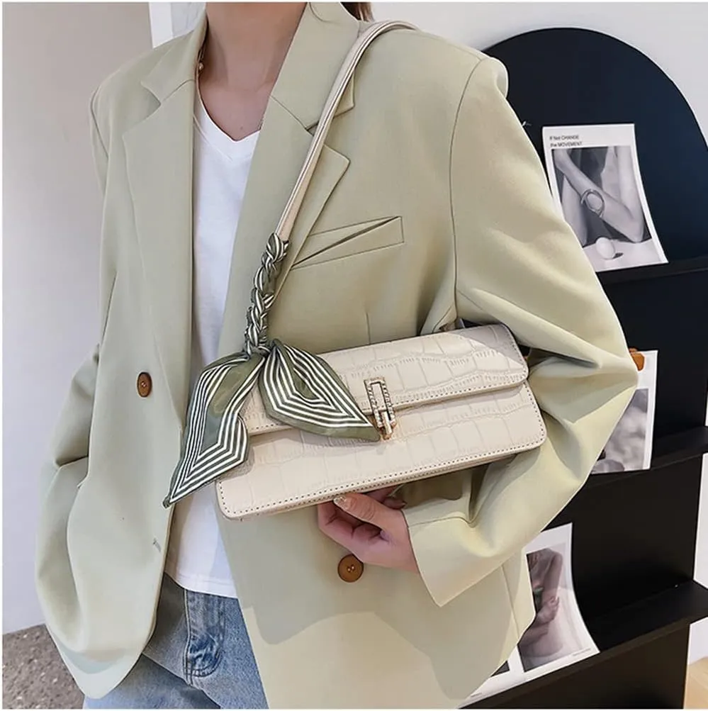 Crocodile Pattern Leather Shoulder Bag for Women - Stylish Flap Purse & Classic Clutch Tote Handbag