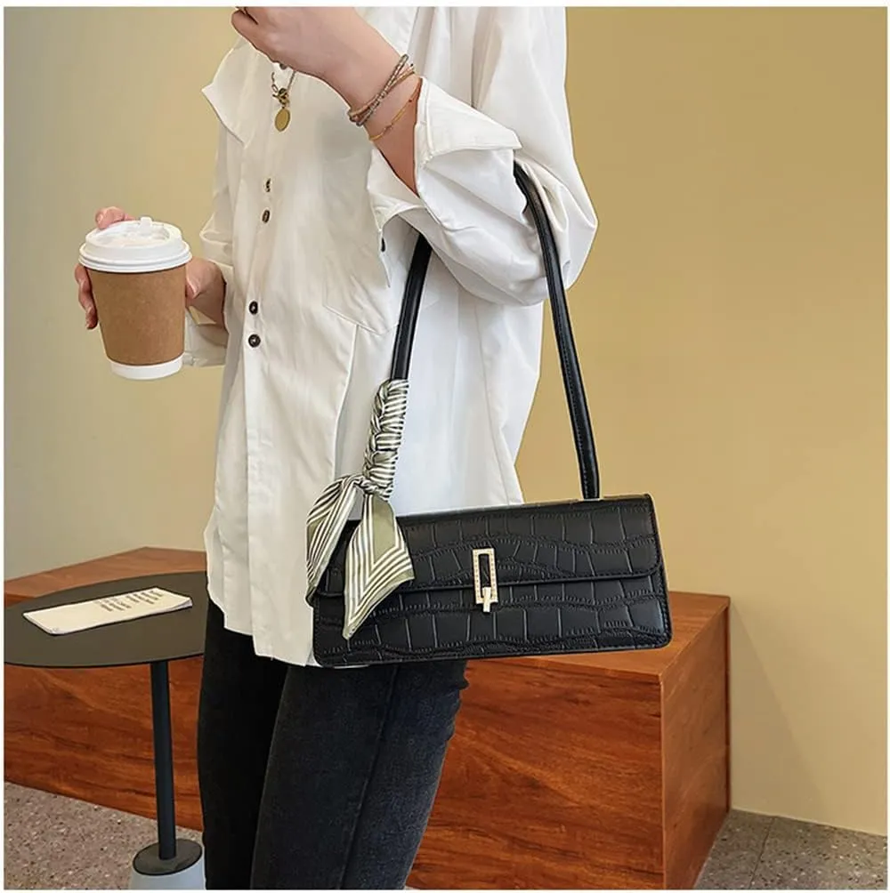 Crocodile Pattern Leather Shoulder Bag for Women - Stylish Flap Purse & Classic Clutch Tote Handbag