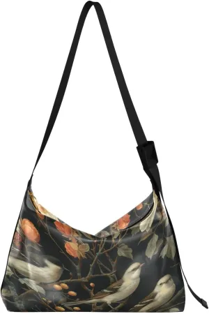 Cute Birds Shoulder Bag for Women Waterproof PU Leather Hobo Bags Crossbody Purse with Zipper Closure