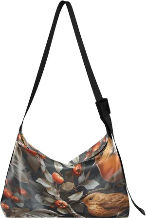 Cute Birds Shoulder Bag for Women Waterproof PU Leather Hobo Bags Crossbody Purse with Zipper Closure