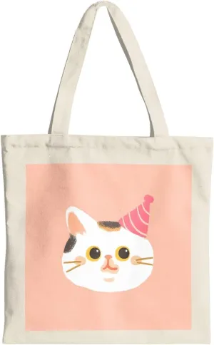 Cute Canvas Tote Bag for Women, Cat Head Print, Stylish and Durable, Perfect for Shopping, Travel & Everyday Use
