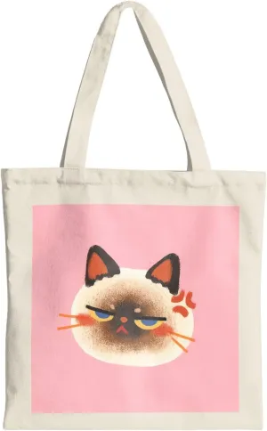 Cute Canvas Tote Bag for Women, Cat Head Print, Stylish and Durable, Perfect for Shopping, Travel & Everyday Use