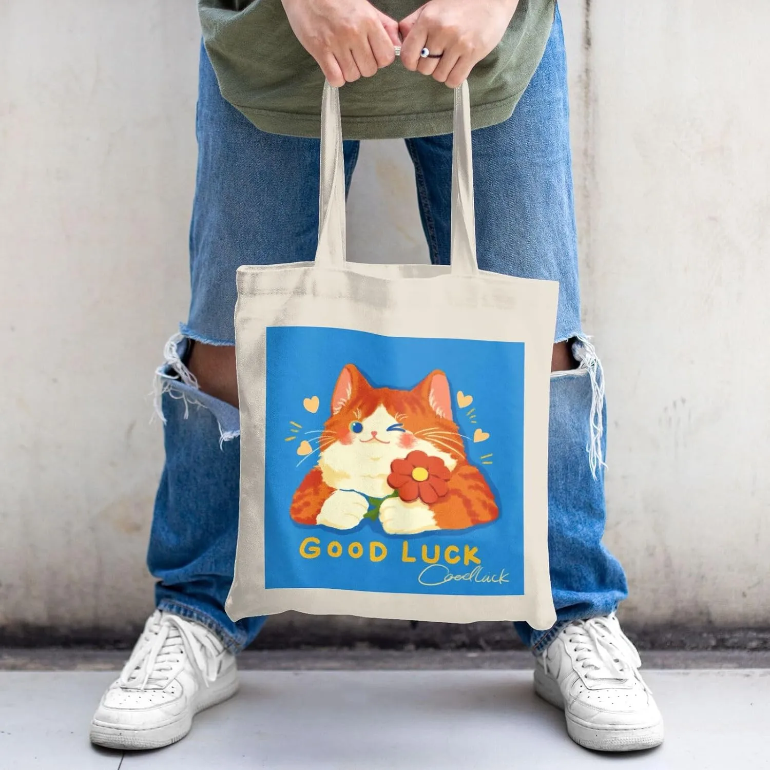Cute Cat Canvas Tote Bag for Women - Durable, Stylish, and Perfect for Travel & Shopping