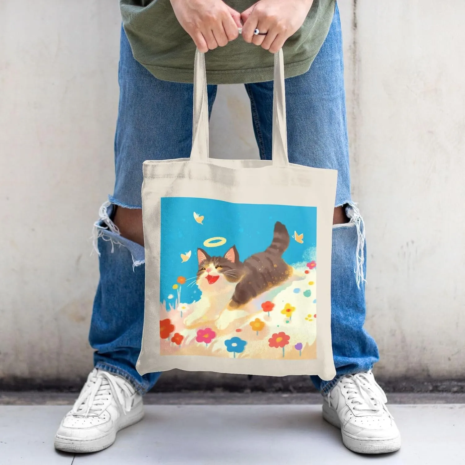 Cute Cat Canvas Tote Bag for Women - Durable, Stylish, and Perfect for Travel & Shopping