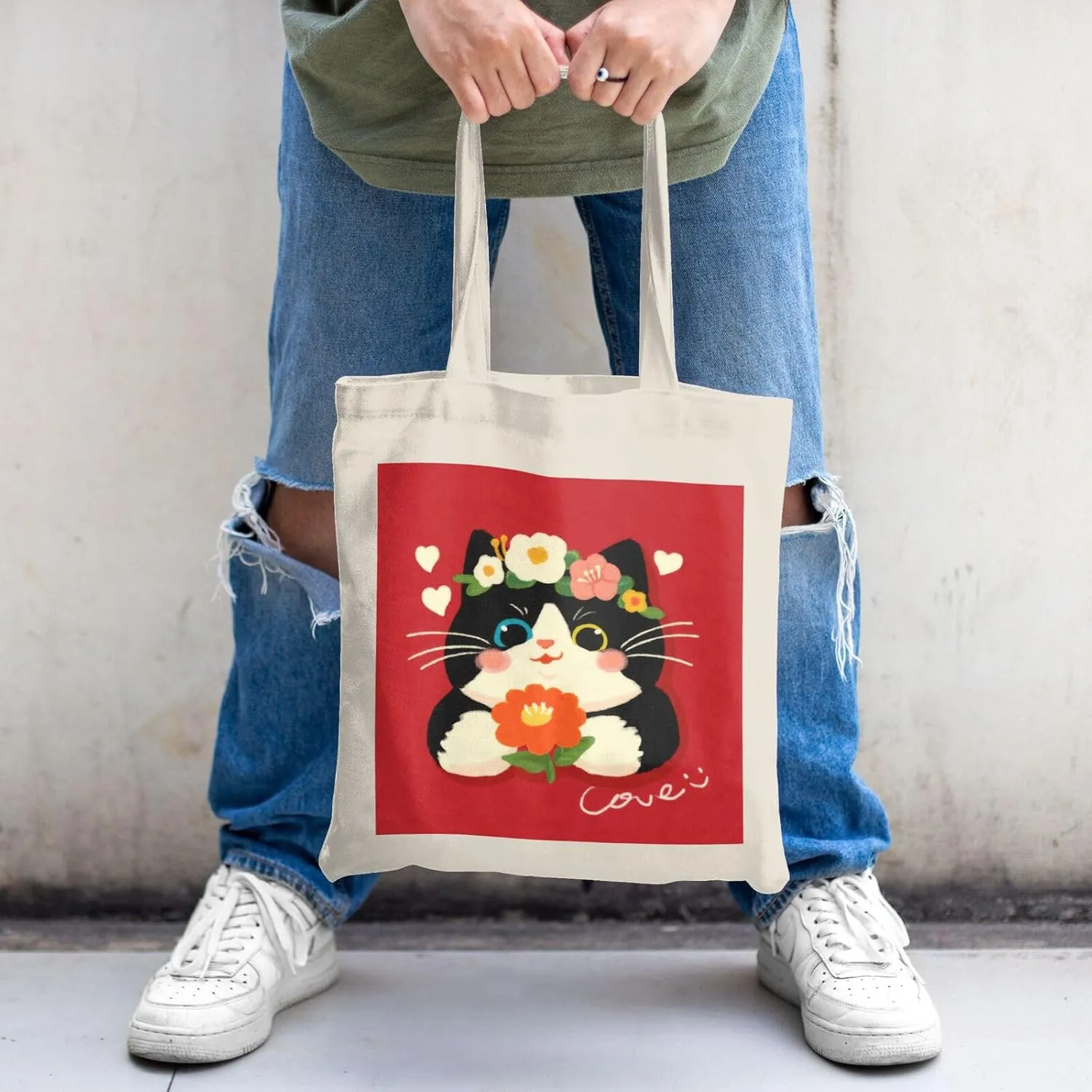 Cute Cat Canvas Tote Bag for Women - Durable, Stylish, and Perfect for Travel & Shopping