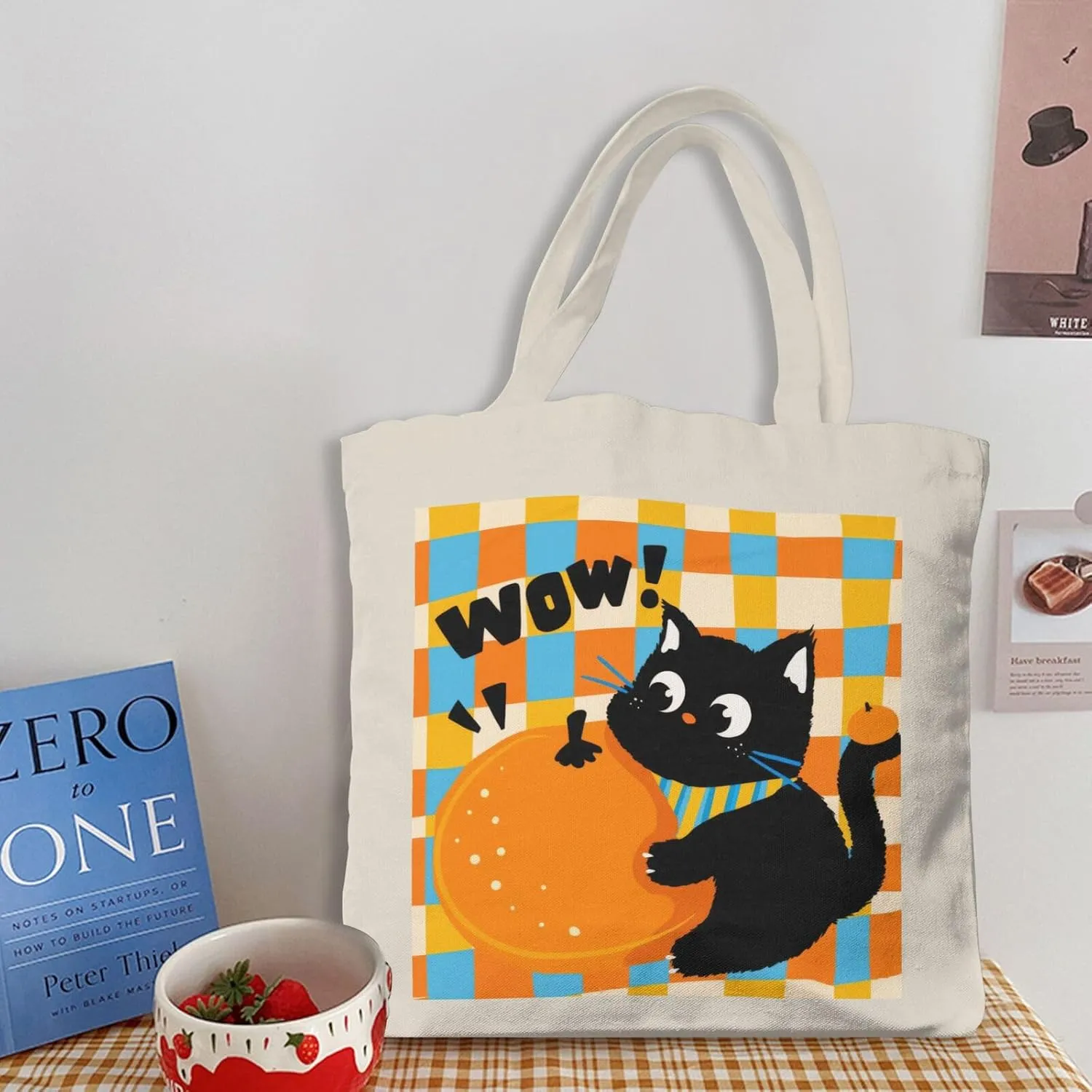 Cute Cat Canvas Tote Bag for Women - Durable, Stylish, and Perfect for Travel & Shopping