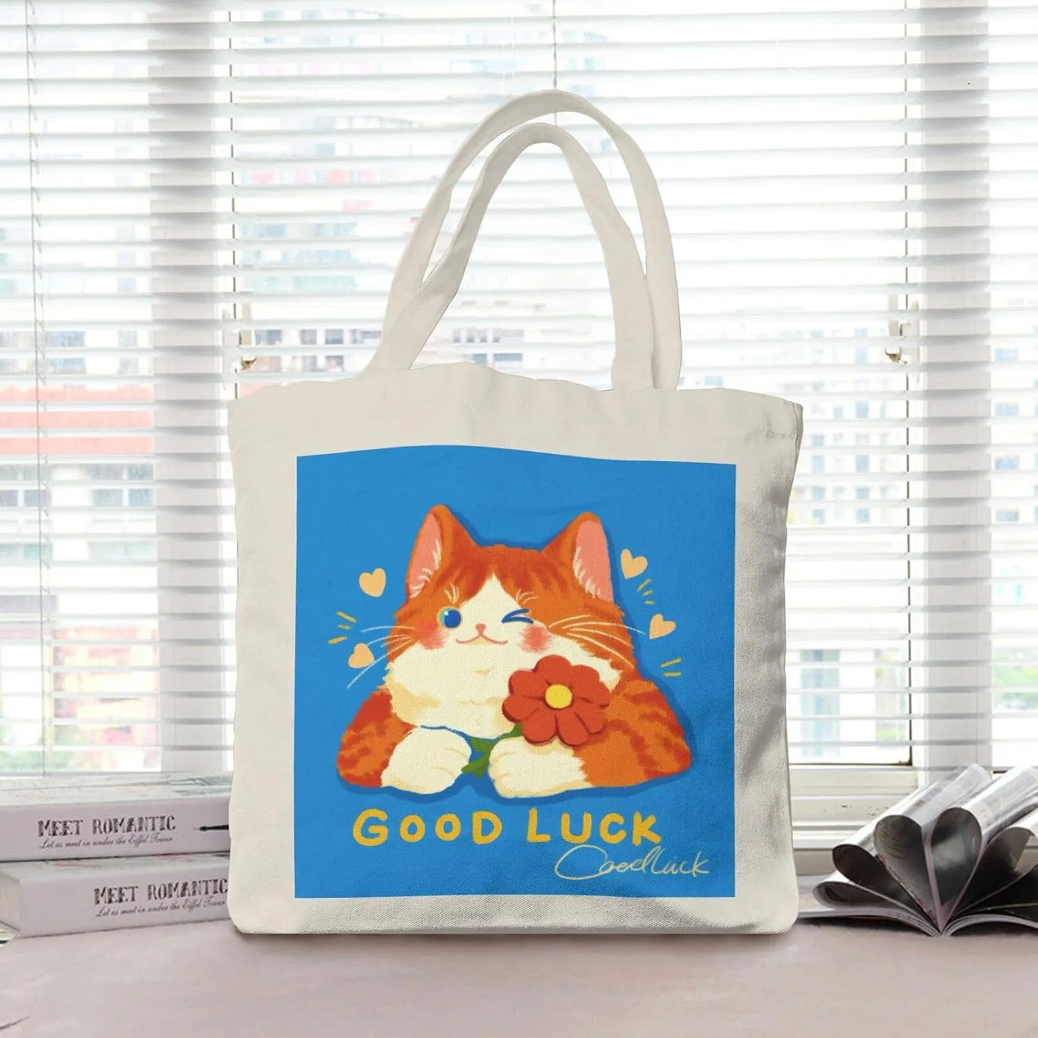 Cute Cat Canvas Tote Bag for Women - Durable, Stylish, and Perfect for Travel & Shopping