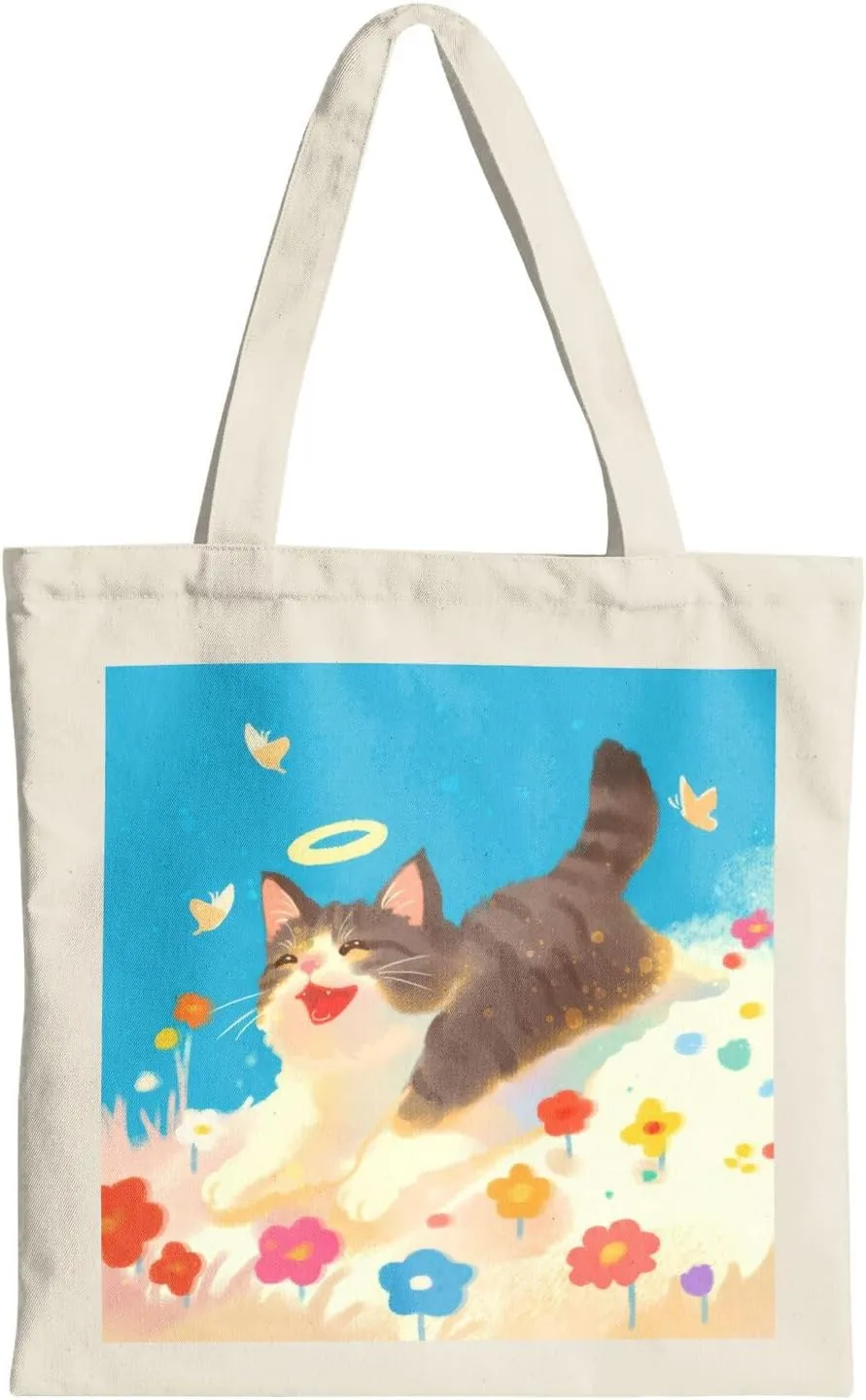 Cute Cat Canvas Tote Bag for Women - Durable, Stylish, and Perfect for Travel & Shopping