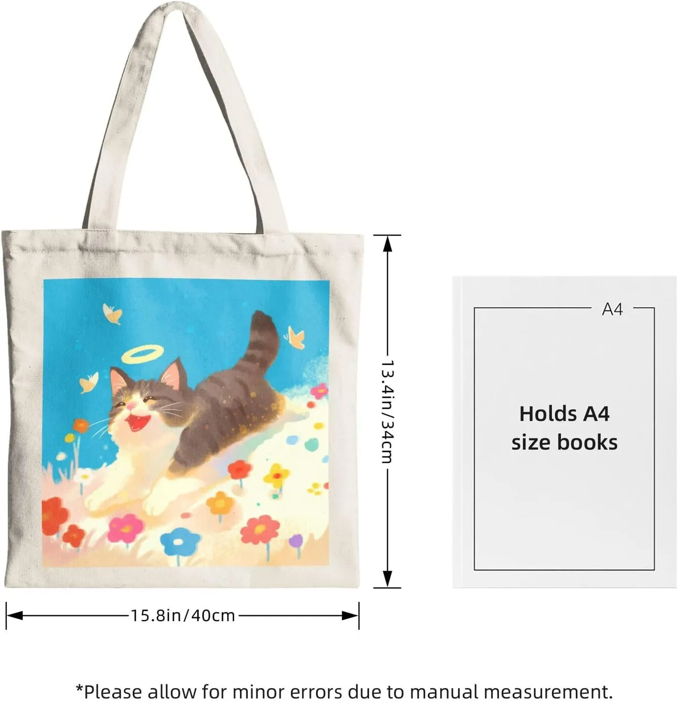 Cute Cat Canvas Tote Bag for Women - Durable, Stylish, and Perfect for Travel & Shopping