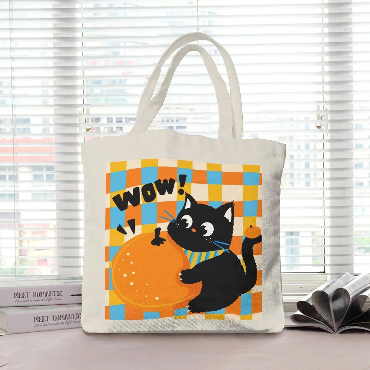 Cute Cat Canvas Tote Bag for Women - Durable, Stylish, and Perfect for Travel & Shopping