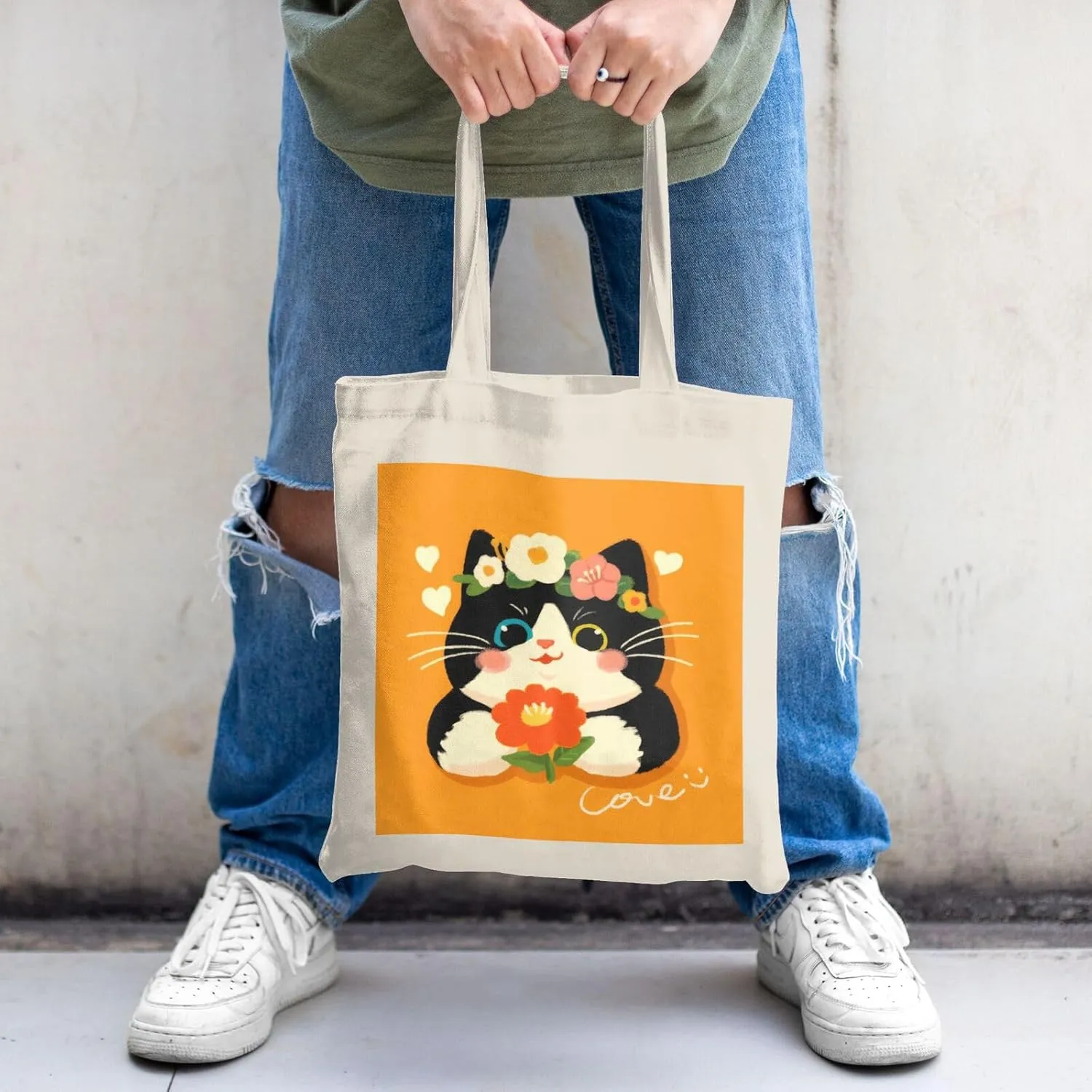Cute Cat Canvas Tote Bag for Women - Durable, Stylish, and Perfect for Travel & Shopping