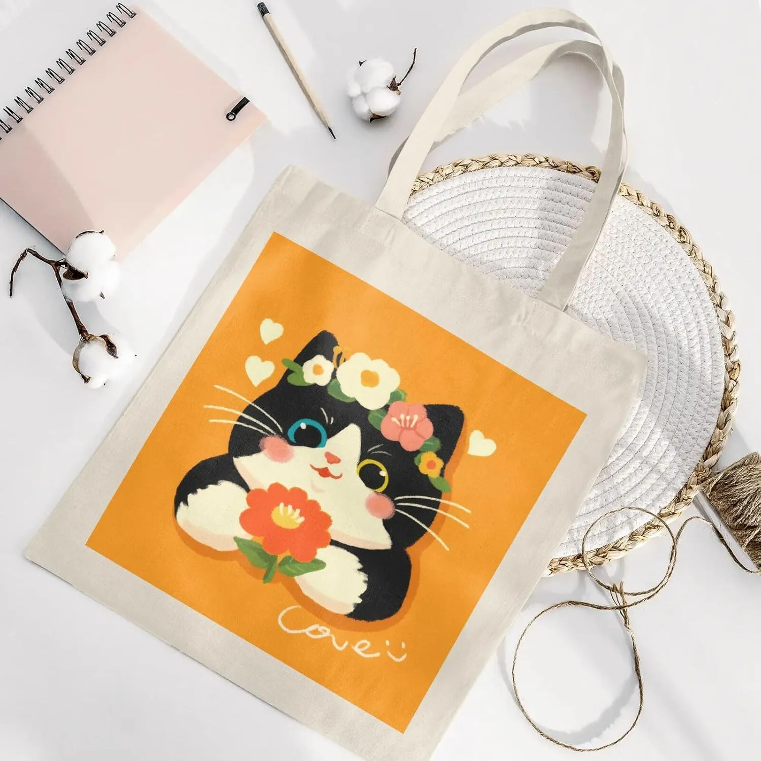 Cute Cat Canvas Tote Bag for Women - Durable, Stylish, and Perfect for Travel & Shopping