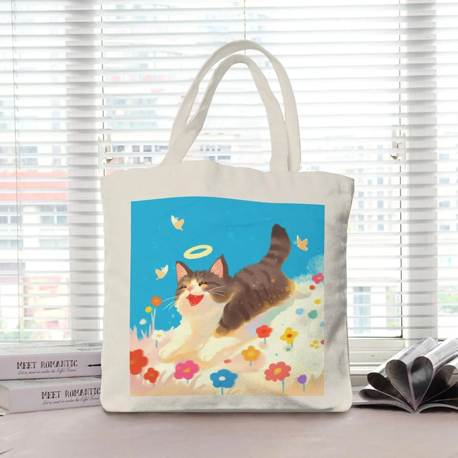 Cute Cat Canvas Tote Bag for Women - Durable, Stylish, and Perfect for Travel & Shopping
