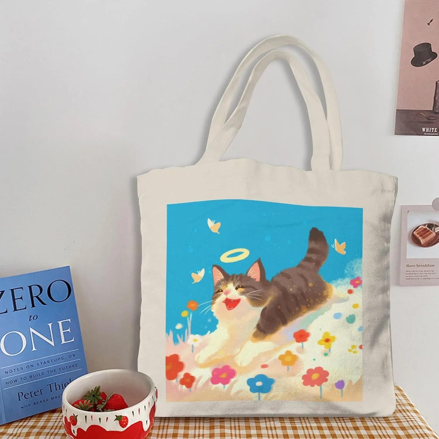 Cute Cat Canvas Tote Bag for Women - Durable, Stylish, and Perfect for Travel & Shopping