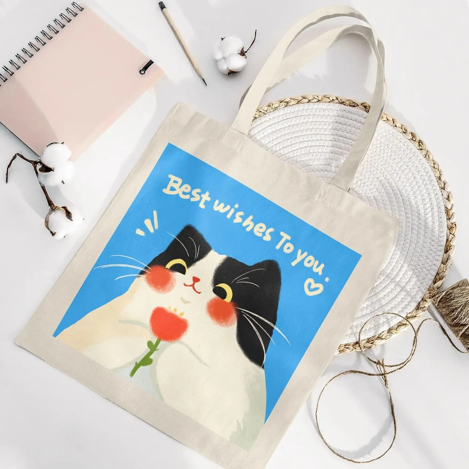 Cute Cat Canvas Tote Bag for Women - Durable, Stylish, and Perfect for Travel & Shopping