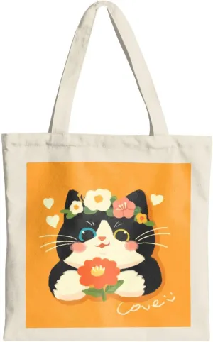 Cute Cat Canvas Tote Bag for Women - Durable, Stylish, and Perfect for Travel & Shopping