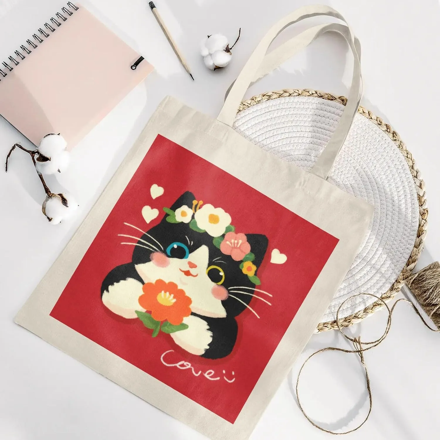 Cute Cat Canvas Tote Bag for Women - Durable, Stylish, and Perfect for Travel & Shopping