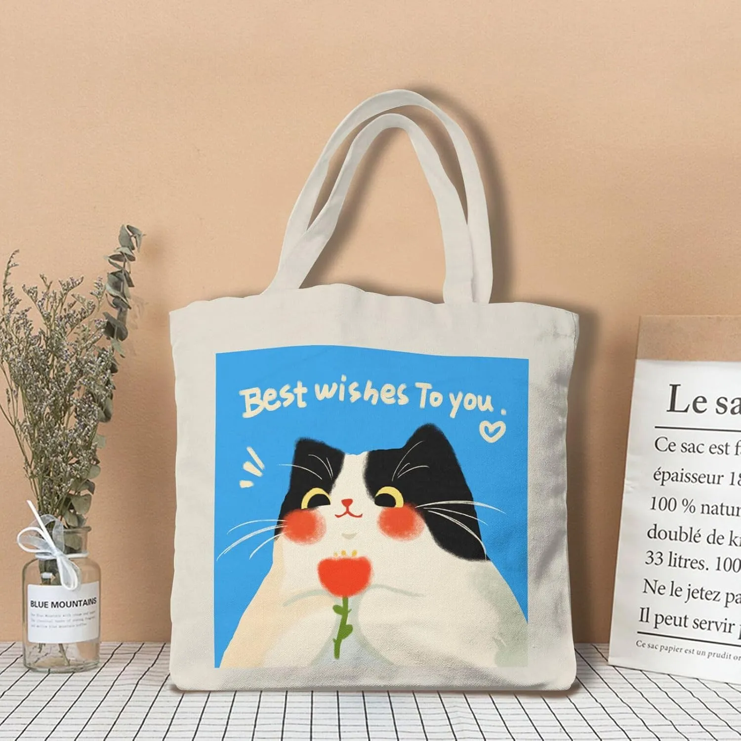 Cute Cat Canvas Tote Bag for Women - Durable, Stylish, and Perfect for Travel & Shopping