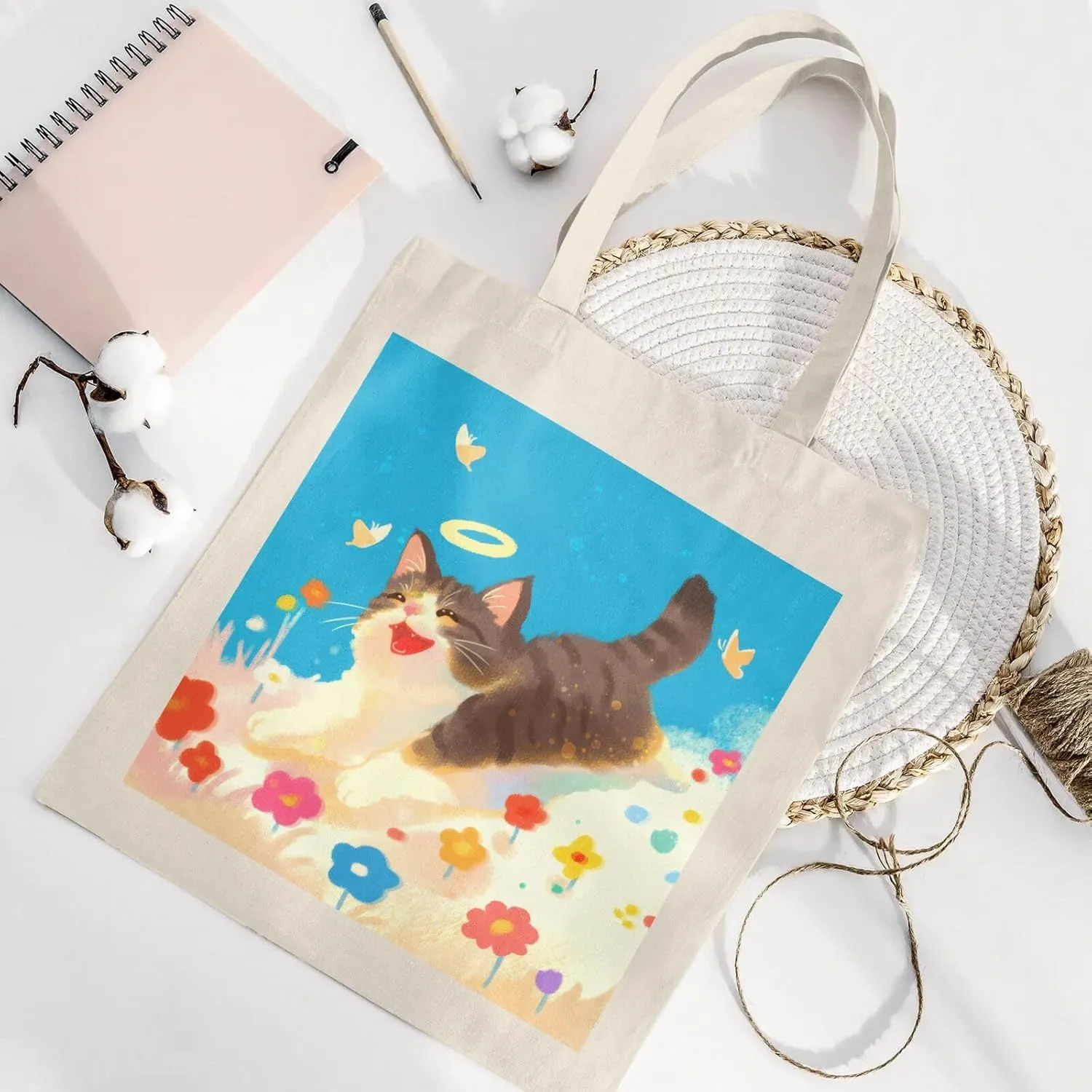 Cute Cat Canvas Tote Bag for Women - Durable, Stylish, and Perfect for Travel & Shopping