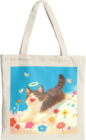 Cute Cat Canvas Tote Bag for Women - Durable, Stylish, and Perfect for Travel & Shopping