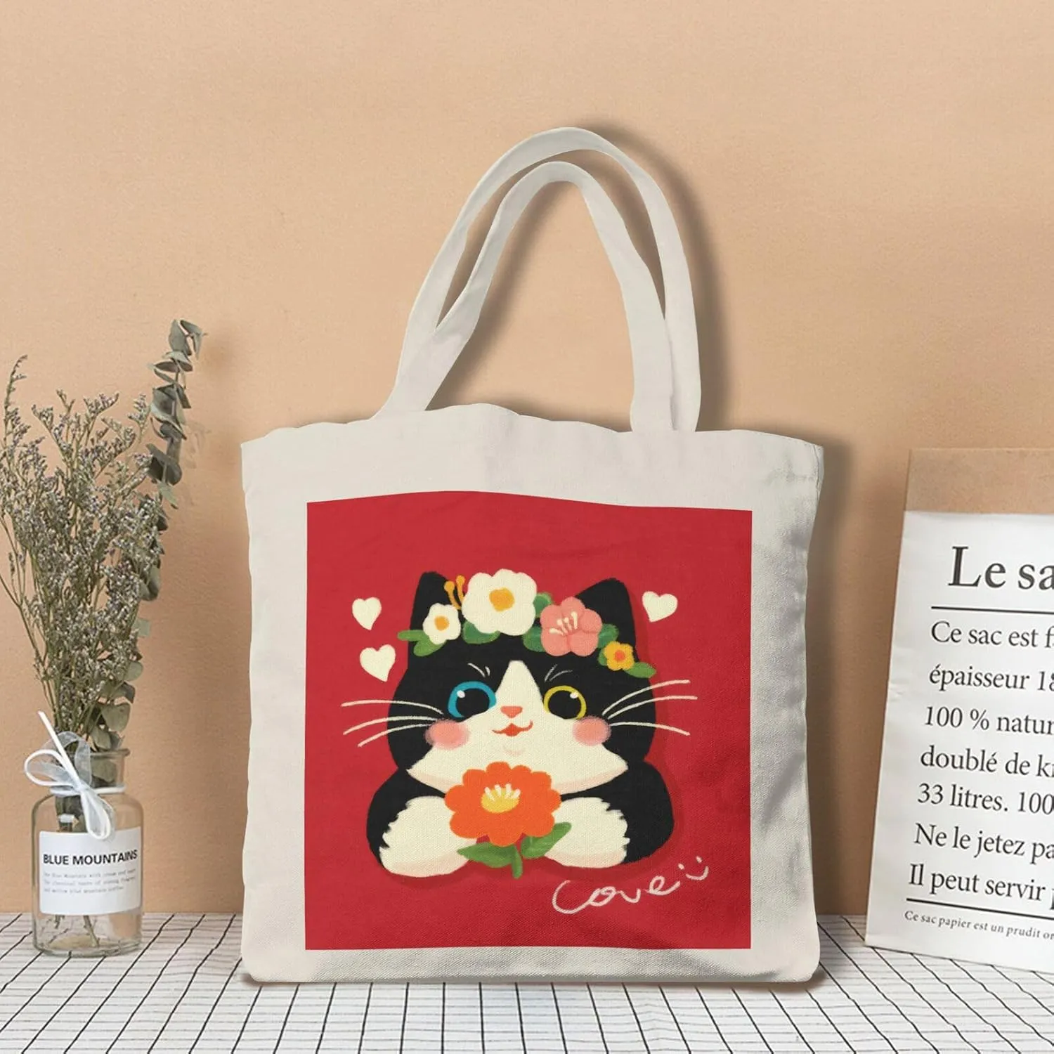Cute Cat Canvas Tote Bag for Women - Durable, Stylish, and Perfect for Travel & Shopping