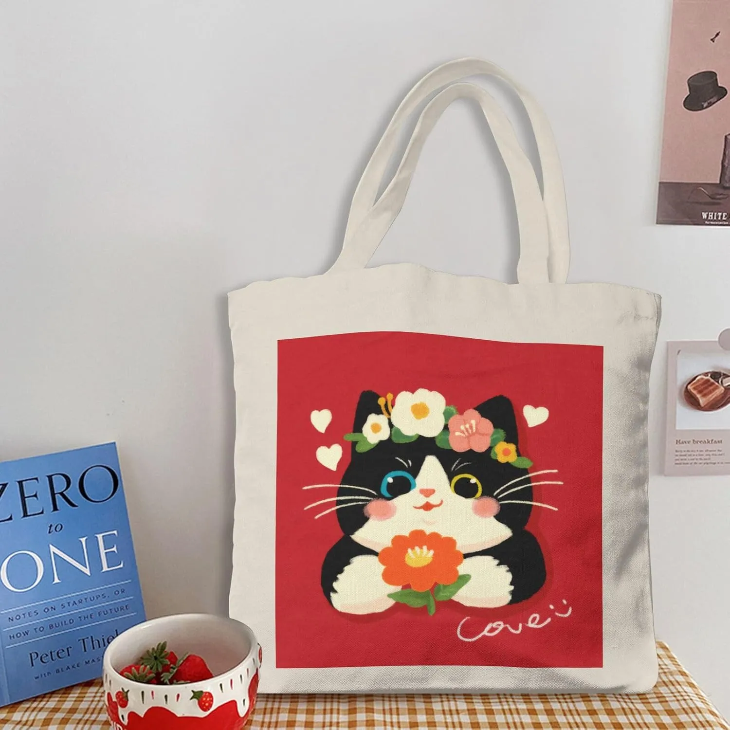 Cute Cat Canvas Tote Bag for Women - Durable, Stylish, and Perfect for Travel & Shopping