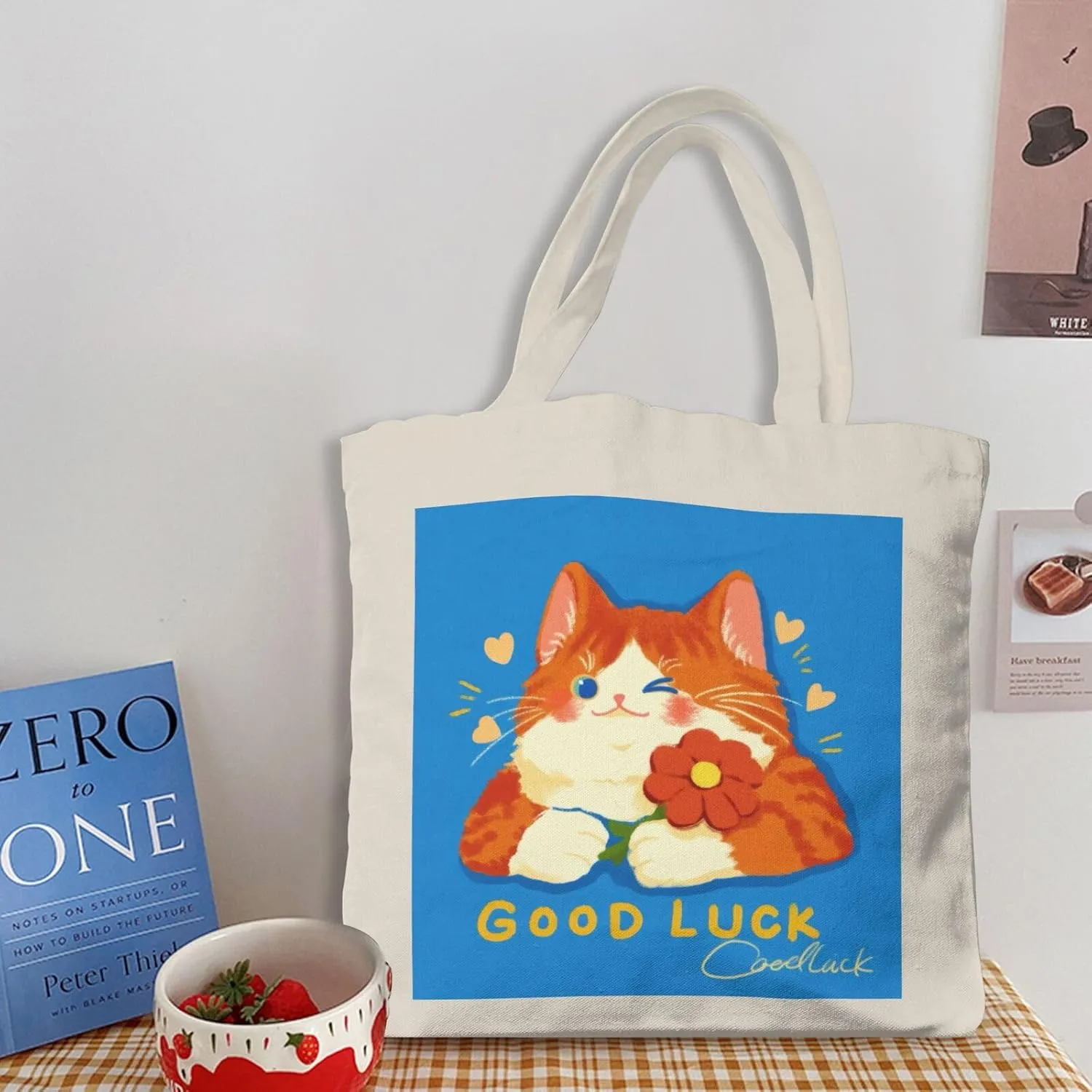 Cute Cat Canvas Tote Bag for Women - Durable, Stylish, and Perfect for Travel & Shopping