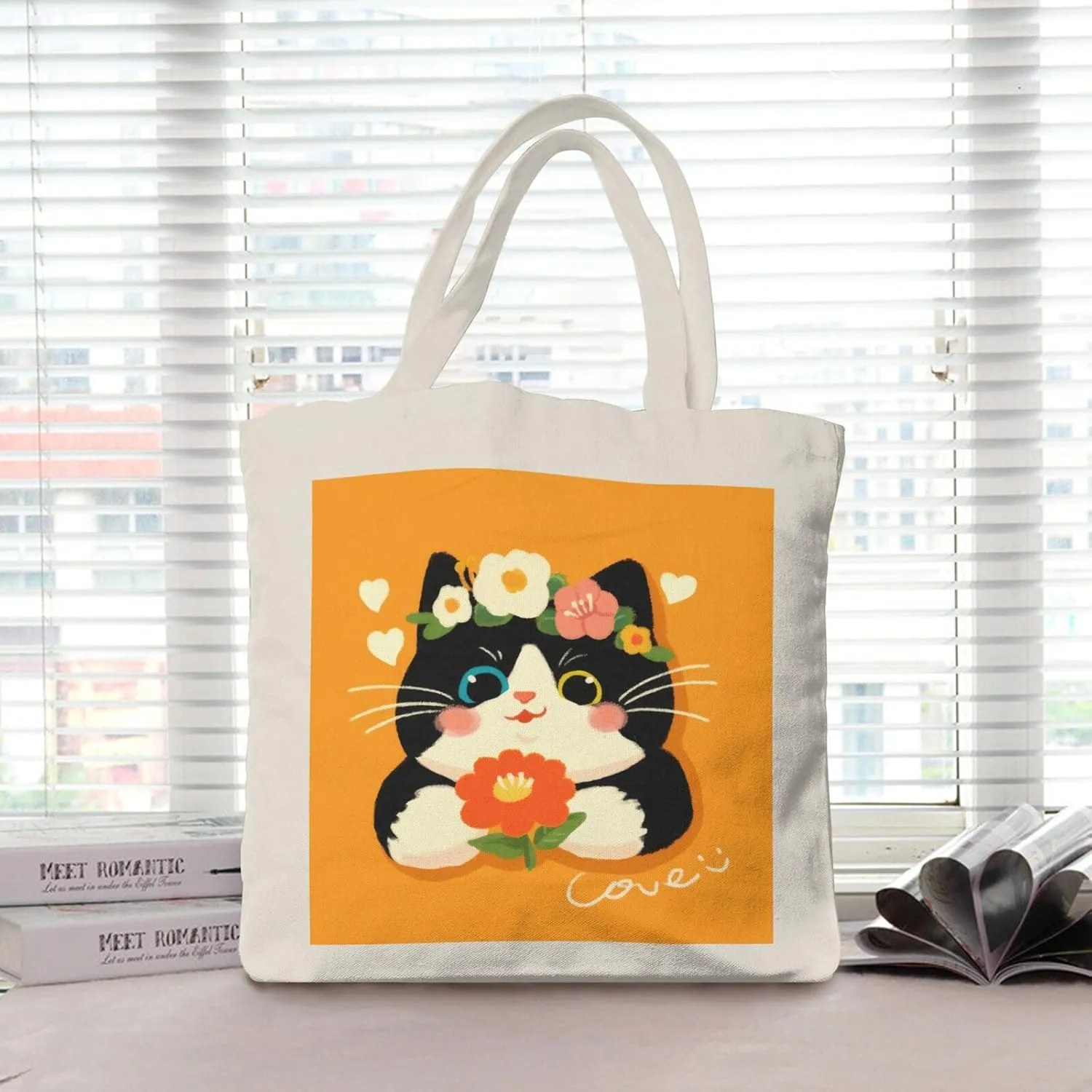 Cute Cat Canvas Tote Bag for Women - Durable, Stylish, and Perfect for Travel & Shopping
