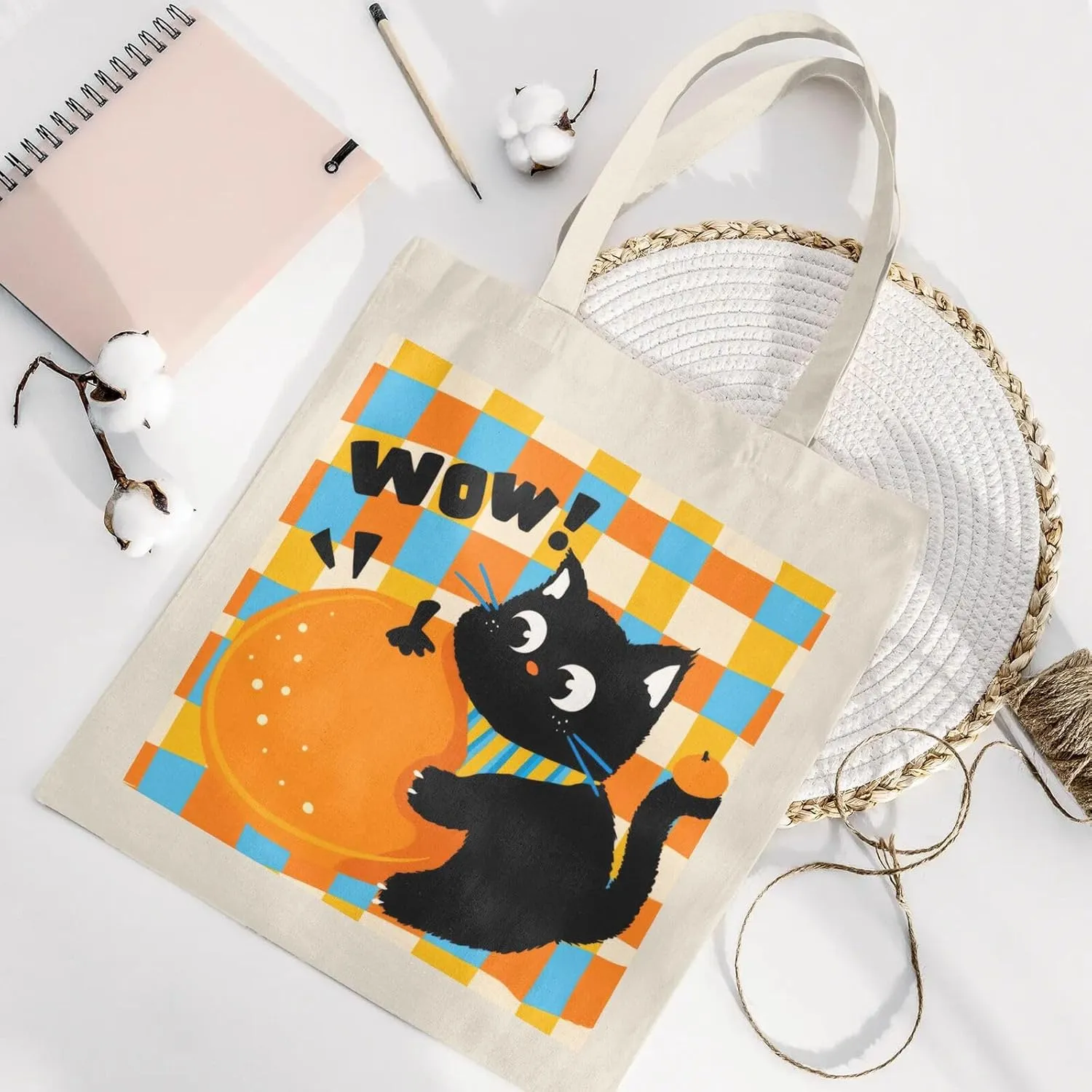 Cute Cat Canvas Tote Bag for Women - Durable, Stylish, and Perfect for Travel & Shopping