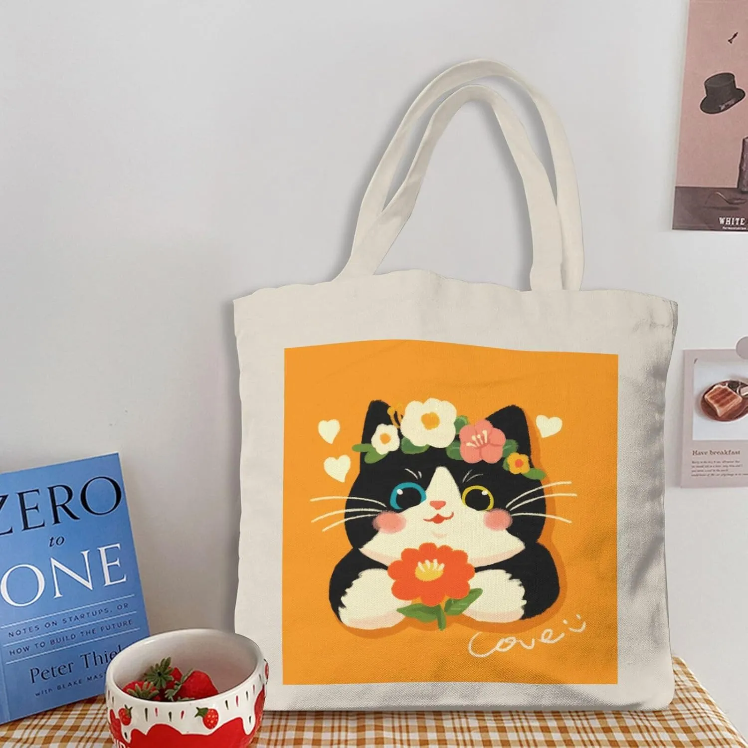 Cute Cat Canvas Tote Bag for Women - Durable, Stylish, and Perfect for Travel & Shopping