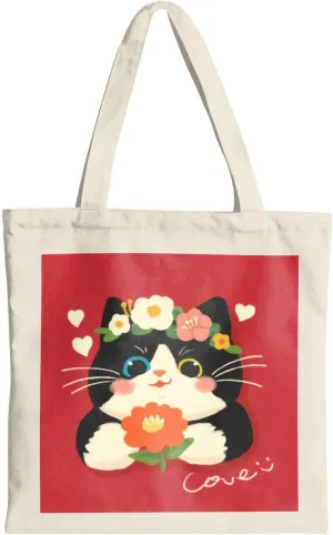 Cute Cat Canvas Tote Bag for Women - Durable, Stylish, and Perfect for Travel & Shopping