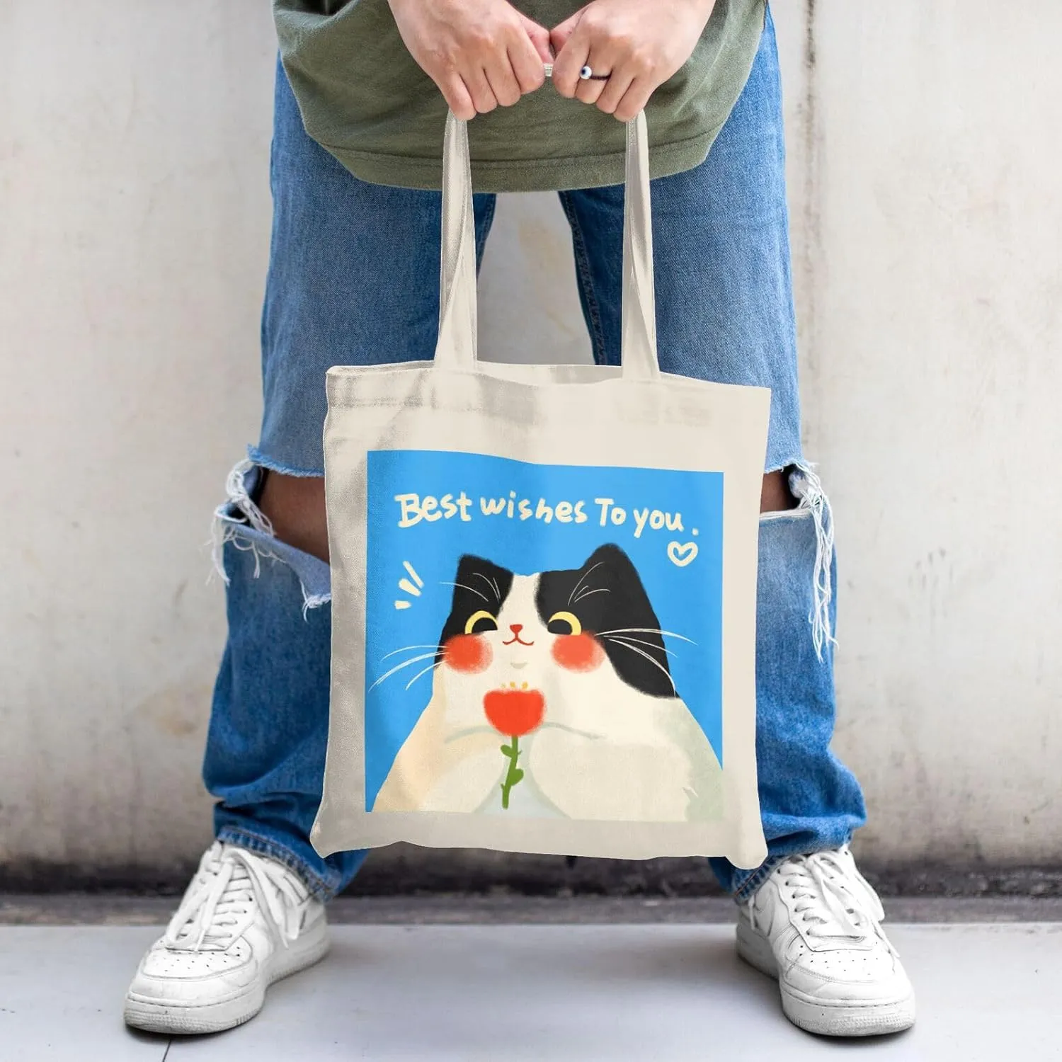 Cute Cat Canvas Tote Bag for Women - Durable, Stylish, and Perfect for Travel & Shopping