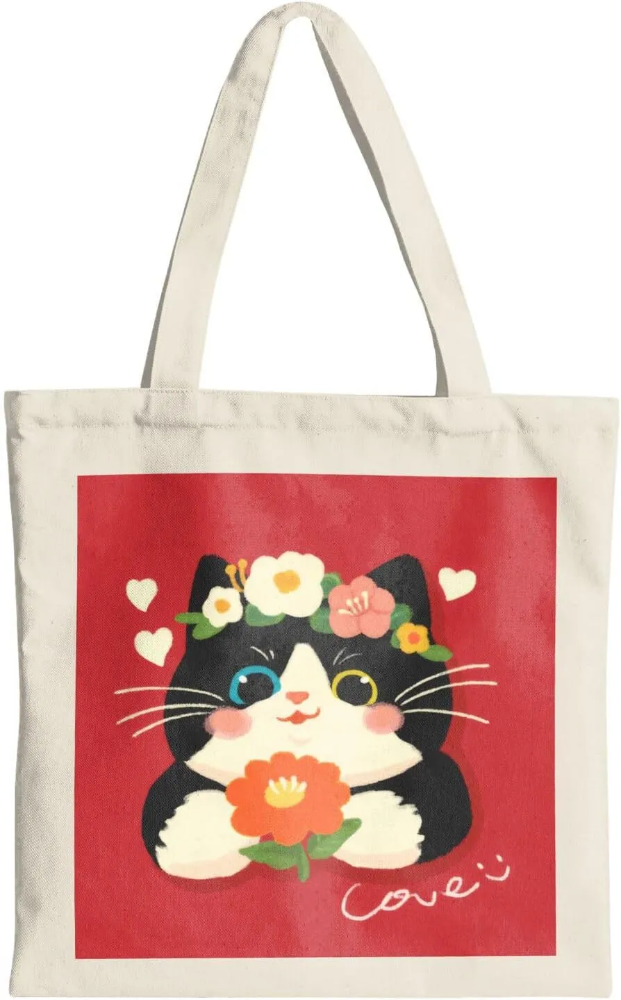 Cute Cat Canvas Tote Bag for Women - Durable, Stylish, and Perfect for Travel & Shopping
