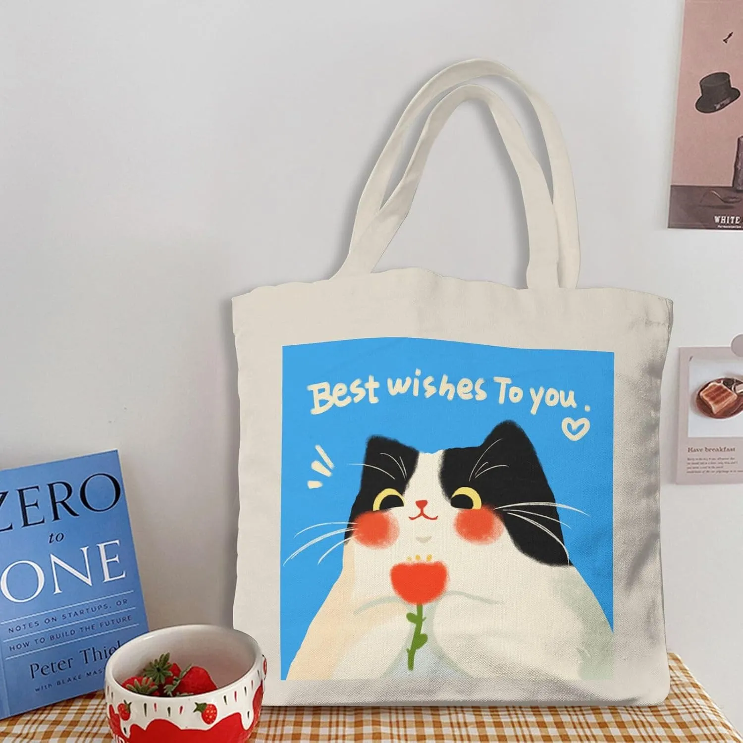 Cute Cat Canvas Tote Bag for Women - Durable, Stylish, and Perfect for Travel & Shopping