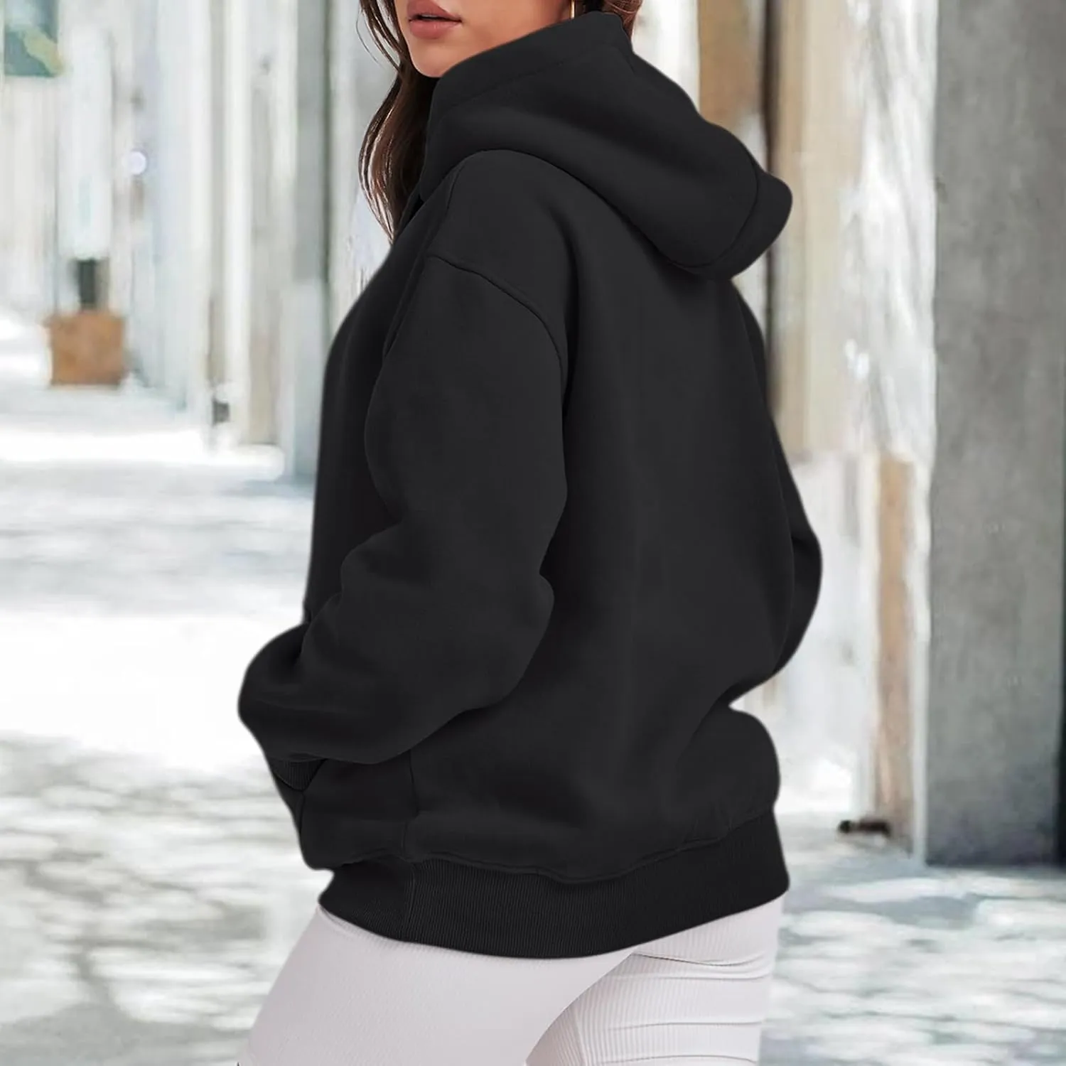 Cute Plain Hoodies for Women Teen Girls Aesthetic Fleece Solid Sweatshirt Pullover Long Sleeve Basic Tops