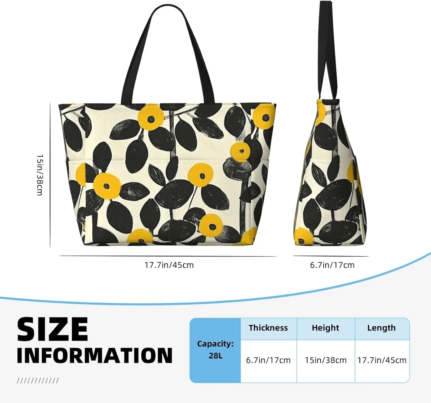 Cute Travel Pool Beach Bags for Women-Stylish Large Gym Grocery Tote Towel Bag Reusable Handbags,7 Pockets, Zipper