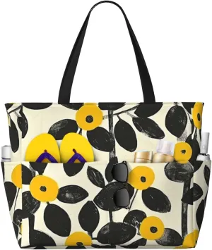 Cute Travel Pool Beach Bags for Women-Stylish Large Gym Grocery Tote Towel Bag Reusable Handbags,7 Pockets, Zipper