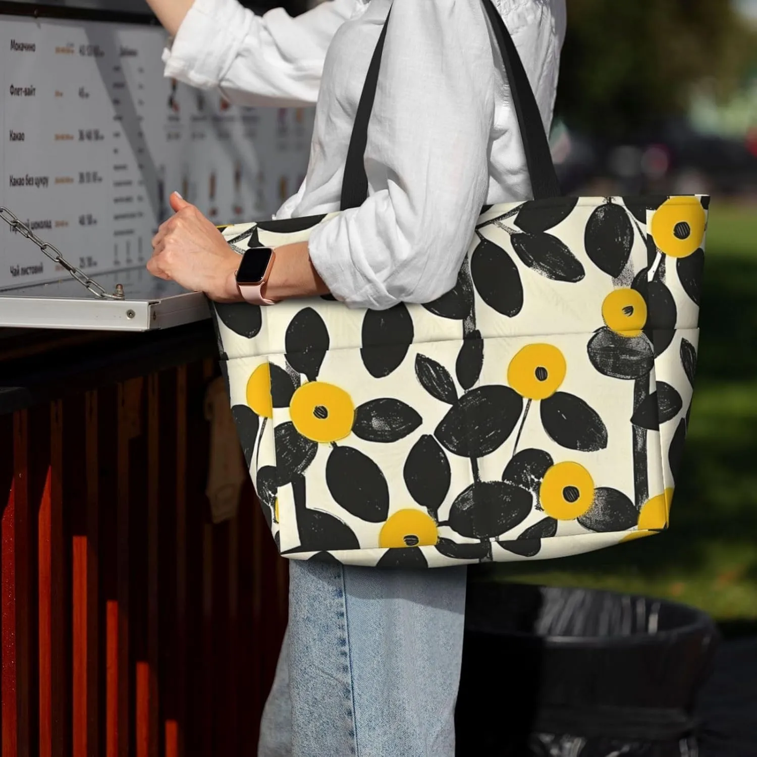 Cute Travel Pool Beach Bags for Women-Stylish Large Gym Grocery Tote Towel Bag Reusable Handbags,7 Pockets, Zipper