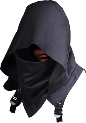 Cyberpunk Rogue Cowl Hood Scarf, Winter Neck Warmer Costume Hooded Cape Hat for Halloween Cosplay and Daily Wear