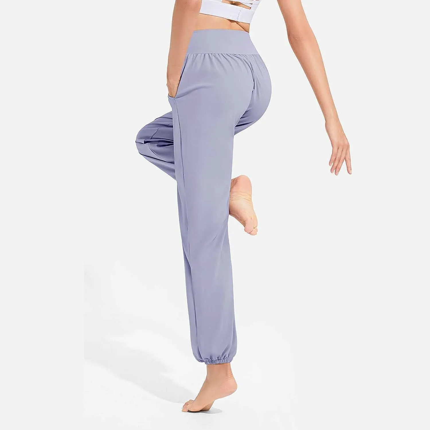 Daily Wear Women's Harem Pants, Fitted Yoga Workout Pants, High Waist Breathable Joggers Sweatpants (Color : Blue, Size : S-Small)