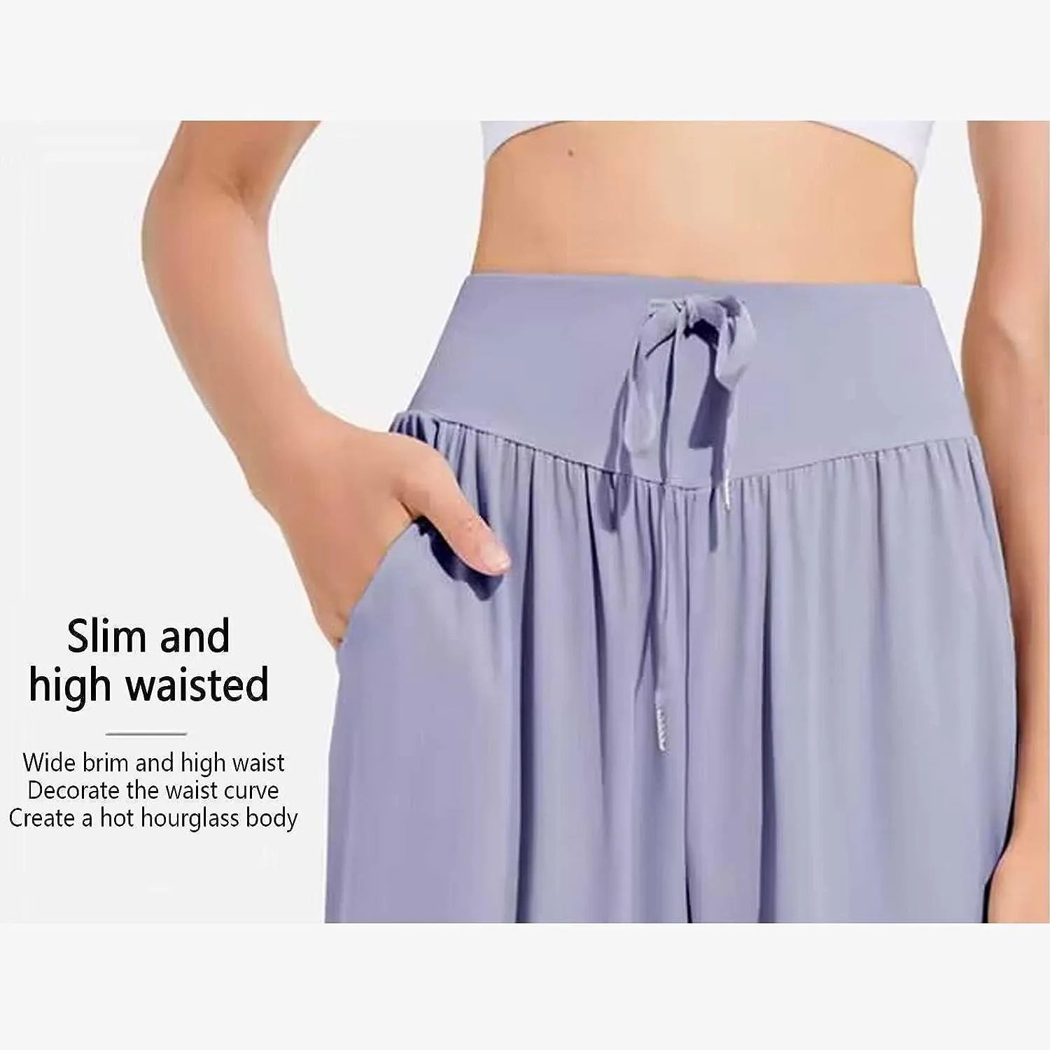 Daily Wear Women's Harem Pants, Fitted Yoga Workout Pants, High Waist Breathable Joggers Sweatpants (Color : Blue, Size : S-Small)