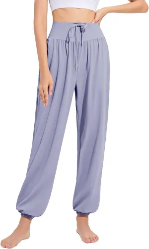 Daily Wear Women's Harem Pants, Fitted Yoga Workout Pants, High Waist Breathable Joggers Sweatpants (Color : Blue, Size : S-Small)